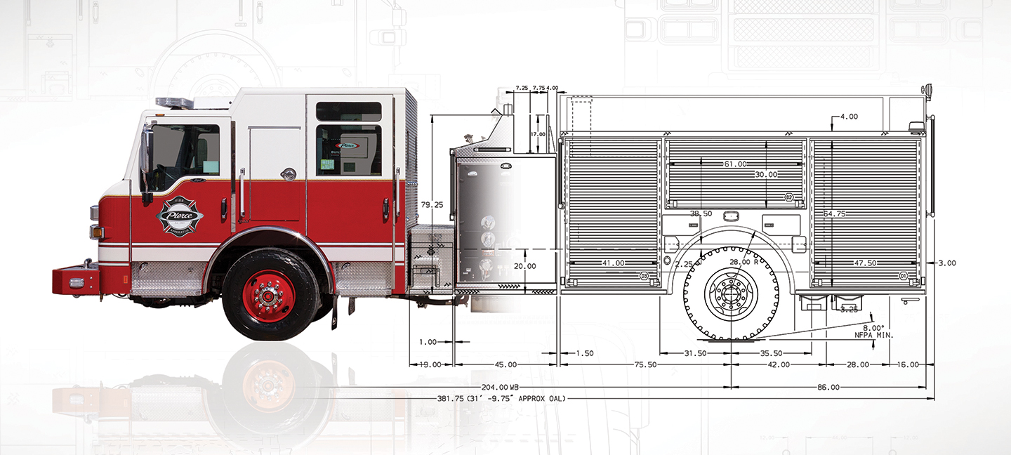 Build My Pierce Program custom Fire Truck drawing. 