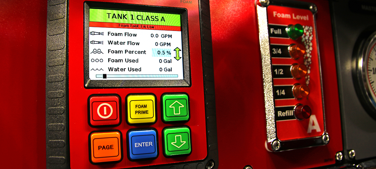 Pierce Husky™ 12 Foam System control panel for a Pierce Fire Truck