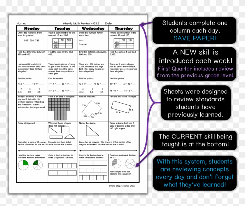 Weekly Math Homework 8th Grade Answer Key Grammar Spiral Review Clipart 1660 Pikpng