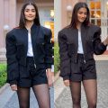 Pooja Hegde's black jacket and shorts combo for Deva promotions proves that fashion isn't bound to any season