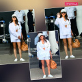 Priyanka Chopra slays in shorts with Rs 5,228 white sneakers and classic brown Hermes bag at Mumbai airport 