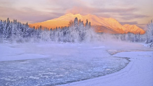 Awesome Mountain And Winter Background.