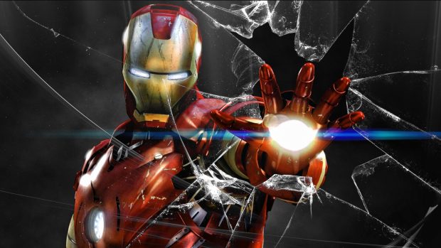 Cracked Broken Screen Iron Man Background Wallpaper.