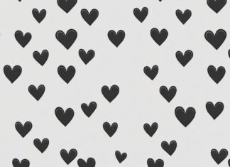 Outline style black hearts background.