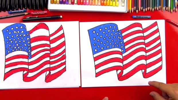 How to draw american flag feature.