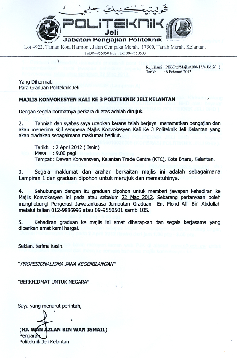 Pdf Jemputan Ke Majlis Konvokesyen Kolej Komuniti Surat Jawapan | Hot ...