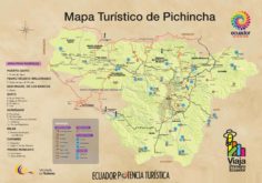 Tourist map of Quito. Pichincha, Ecuador. Ecuadorian Andes Mountains