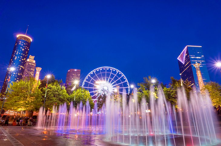 Centennial Olympic Park at night