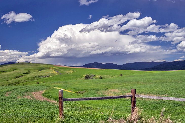 Storm clouds over the mountains near Lewistown