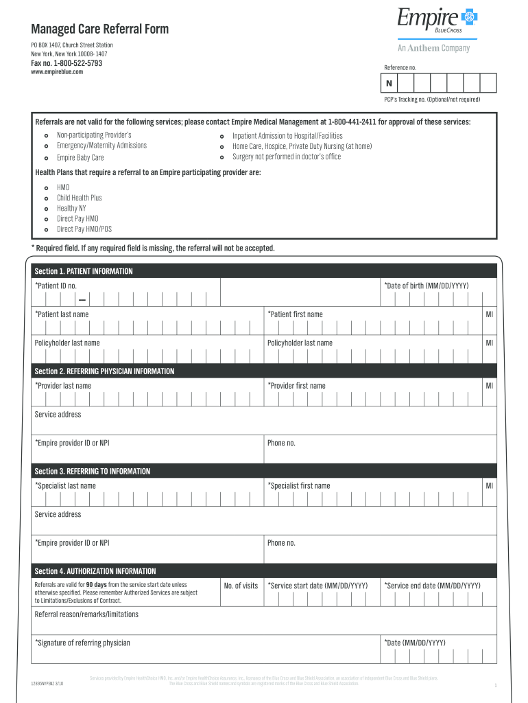 Managed Care Referral Form Fill Out Sign Online DocHub