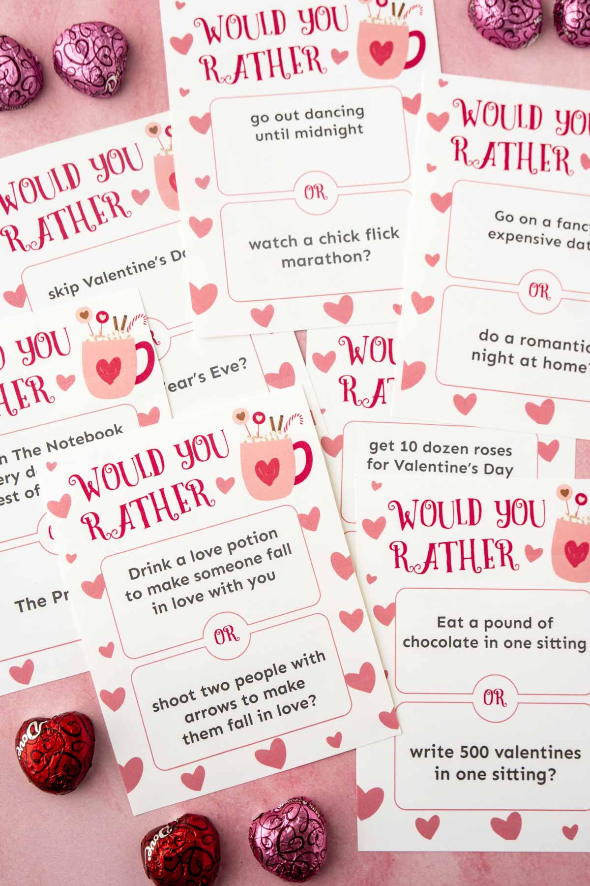 Printed out Valentine's Day Would you rather questions