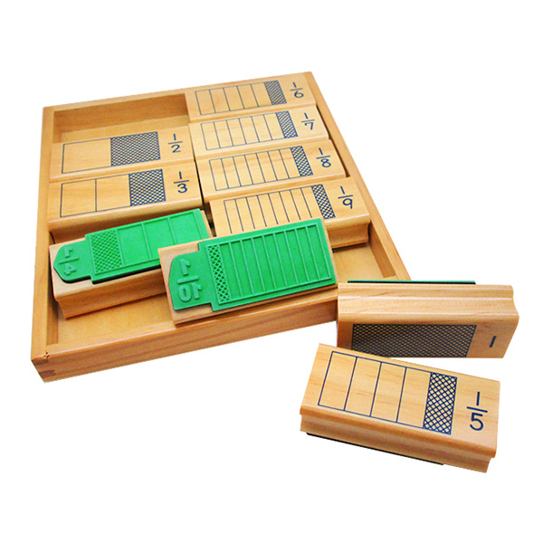 10 PCS Wooden Fraction Bar Stamps Set