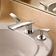 Widespread contemporary lavatory faucet