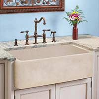 Marble apron front kitchen sink