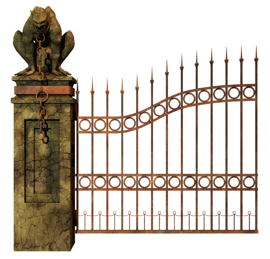 ornate gate, decorative entrance, wrought iron fence, gothic architecture, Gate PNG