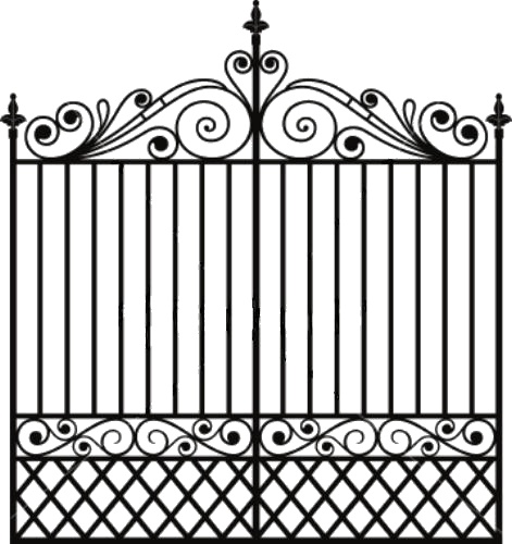 ornate iron gate, decorative entrance, wrought iron fence, vintage gate design, Gate PNG