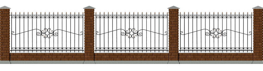 wrought iron fence, decorative railing, garden boundary, security enclosure, Gate PNG