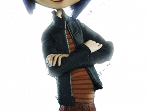 animated character, fantasy film, stop-motion animation, unique hairstyle, Coraline PNG