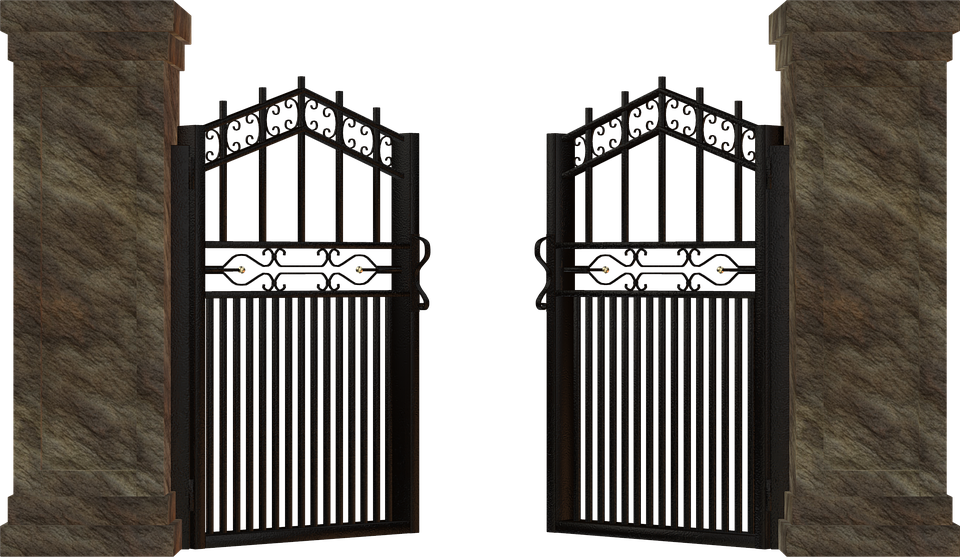 ornate gate, wrought iron entrance, decorative fencing, garden gates, Gate PNG