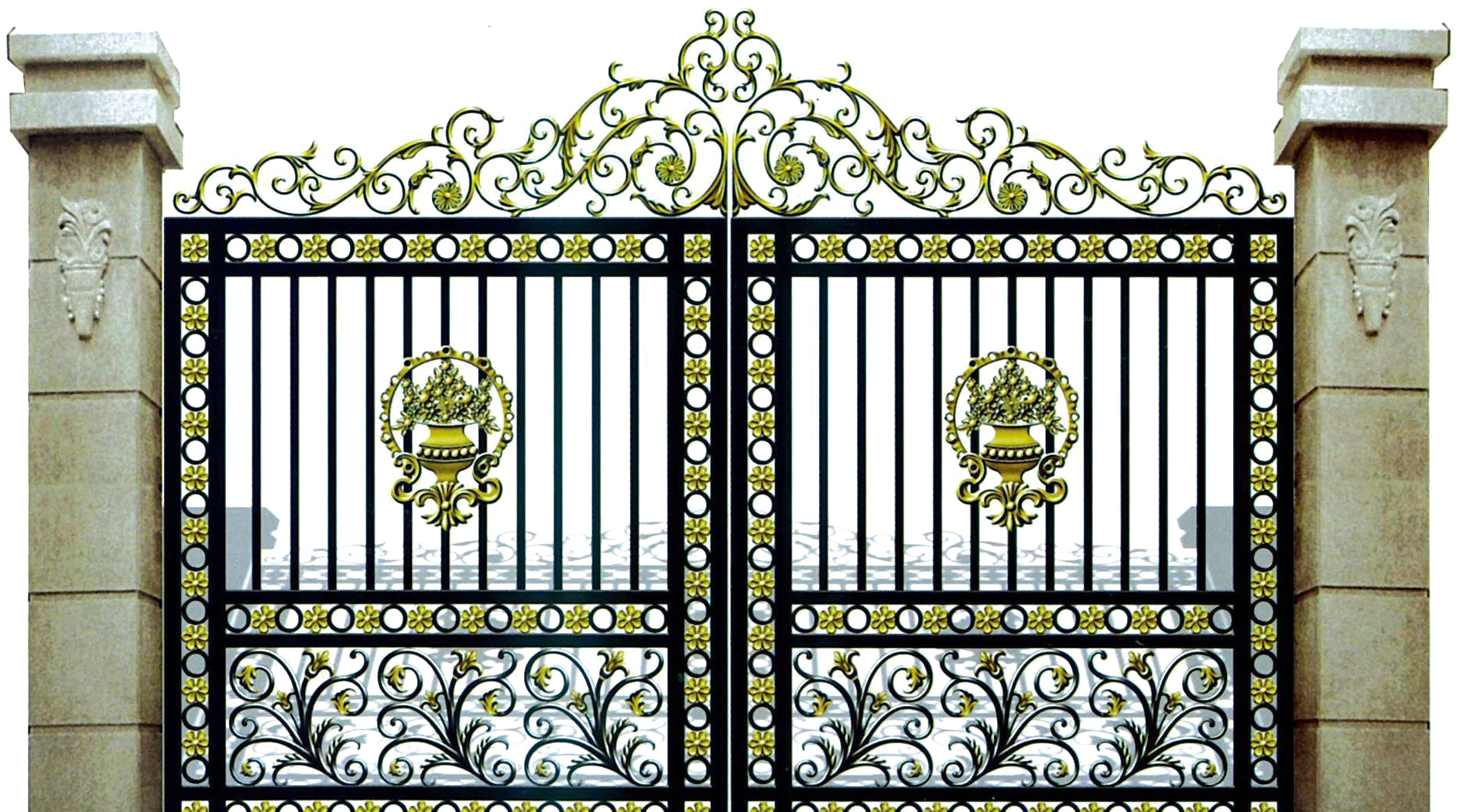 ornate gates, decorative ironwork, luxury entrance, wrought iron design, Gate PNG