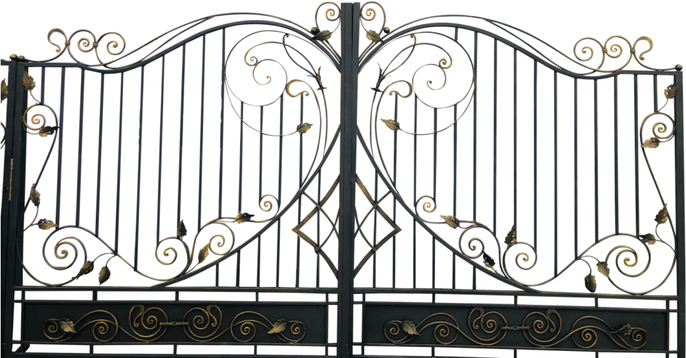 ornate iron gate, decorative metal entrance, wrought iron design, luxury garden gate