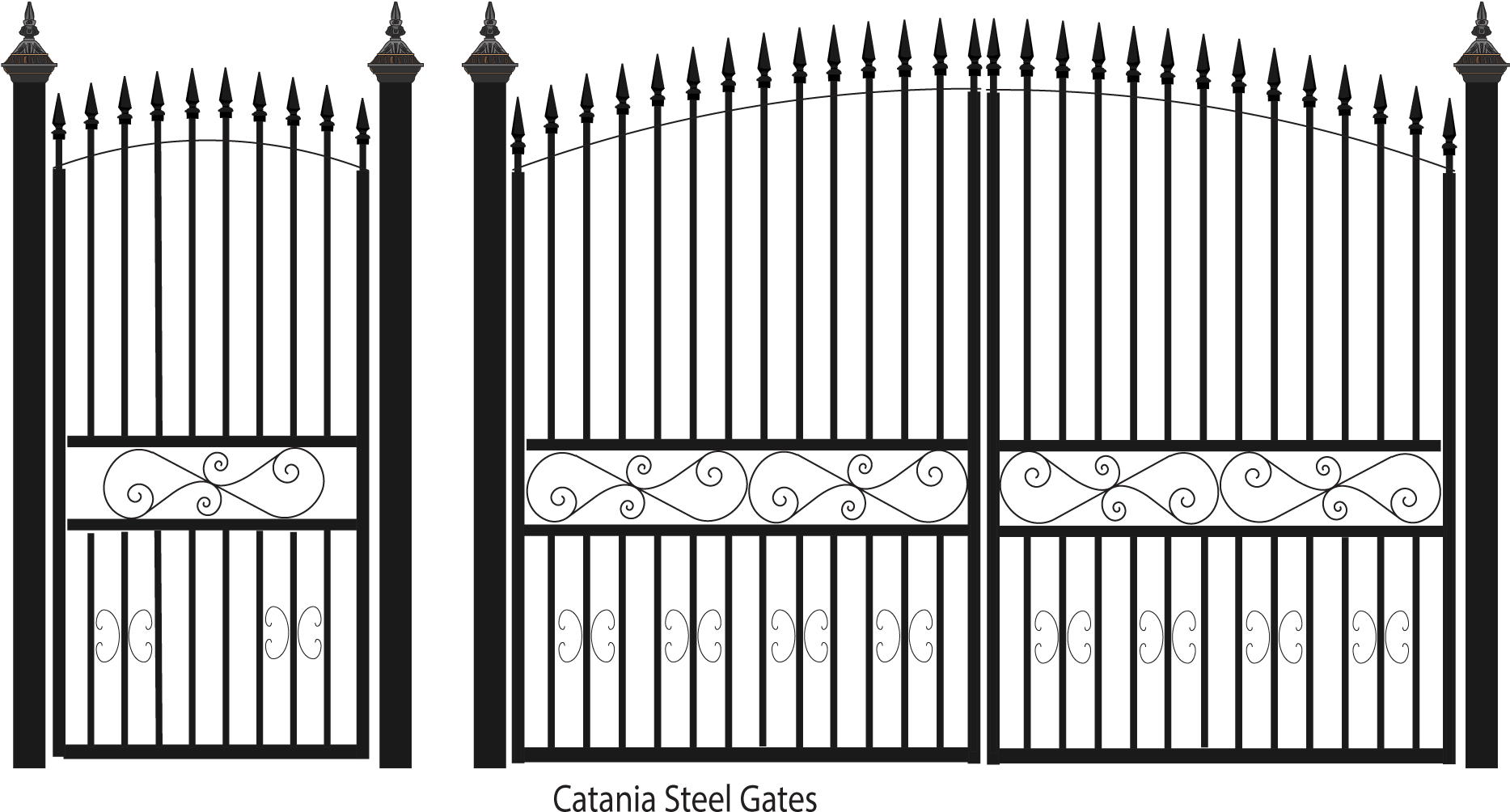 ornate metal gate, decorative wrought iron entrance, luxury driveway gate, elegant perimeter fencing