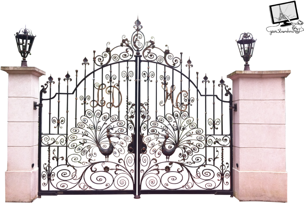 ornate wrought iron gate, decorative entrance design, luxury property fence, vintage garden gate, Gate PNG