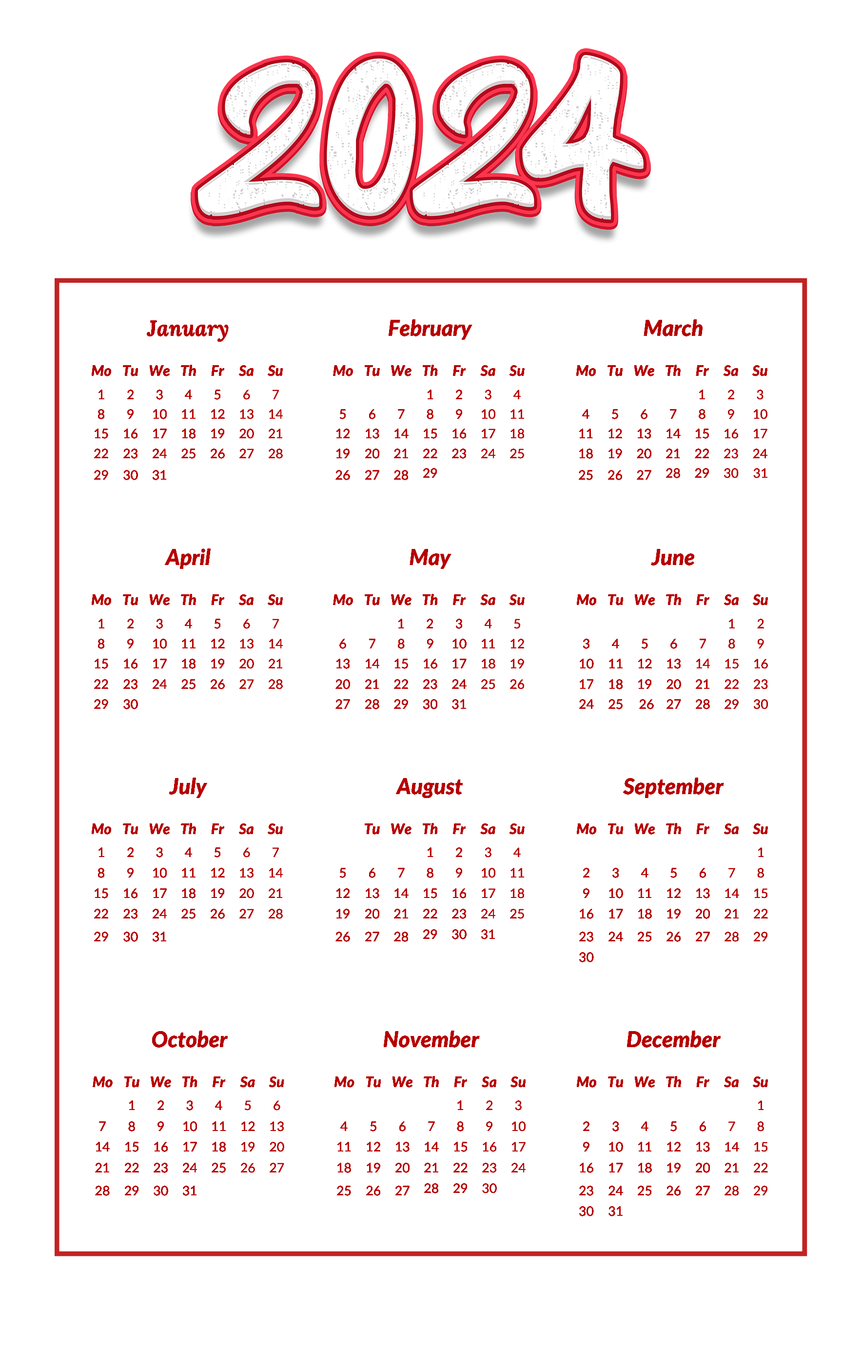 2024 Calendar Png Image - Jenda Lorette