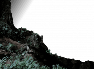 rocky terrain, lush vegetation, dark background, natural landscape, Cave PNG