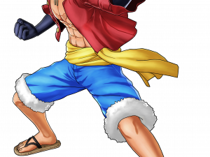 anime character, action pose, pirate attire, cartoon hero, Luffy PNG