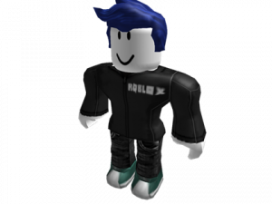 Roblox character, blue-haired avatar, virtual gaming figure, online multiplayer gaming, Roblox Avatar PNG