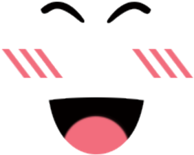 smiley face, happy expression, joyful emotion, cartoon character, Roblox Face PNG