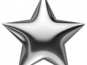 silver star, metallic shape, decorative element, award symbol, Y2k Star PNG