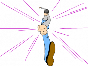 Dynamic Cartoon Character Pointing, Animated Gesture, Expressive Hand Movement, Illustration of Action, Anime Speed Lines PNG