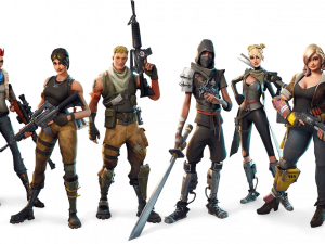 Fortnite characters, battle royale heroes, gaming avatars, action figures, Fortnite PNG