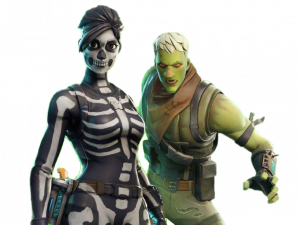 Fortnite characters, skeleton skin, zombie outfit, gaming avatars, Fortnite PNG