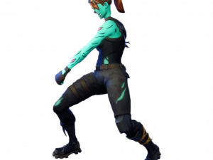 Fortnite character, animated gaming avatar, dance emote, vibrant skin design, Fortnite PNG