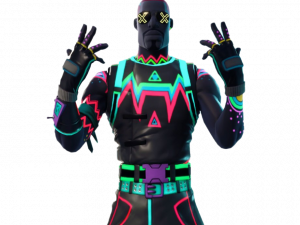 neon character, gaming avatar, vibrant outfit, futuristic design, Fortnite PNG