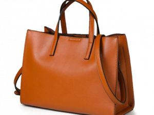 leather handbag, stylish tote, orange purse, women's accessory, Leather Bag PNG