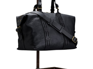 black leather duffel bag, travel accessory, stylish weekender, durable carry-on, Leather Bag PNG