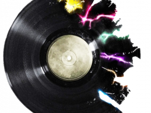 vinyl record, music art, colorful sound waves, retro music design, DJ PNG