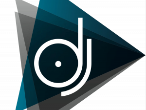 DJ logo, music symbol, electronic dance music, nightlife branding, DJ PNG