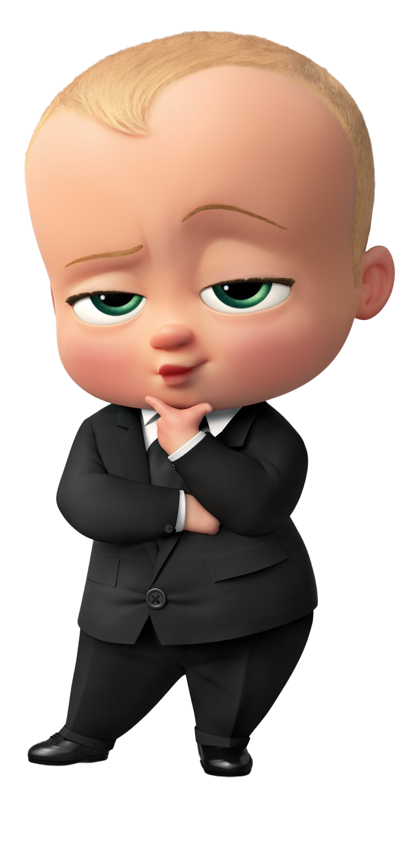 animated baby character, business attire, confident expression, family movie, The Boss Baby PNG