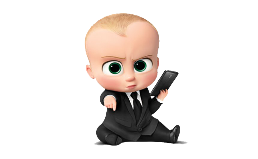 animated baby character, business attire toddler, smartphone using infant, corporate baby figure, The Boss Baby PNG