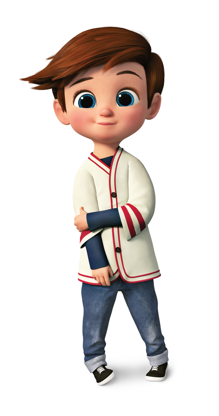 animated character, child in baseball attire, cartoon boy, playful youth, The Boss Baby PNG