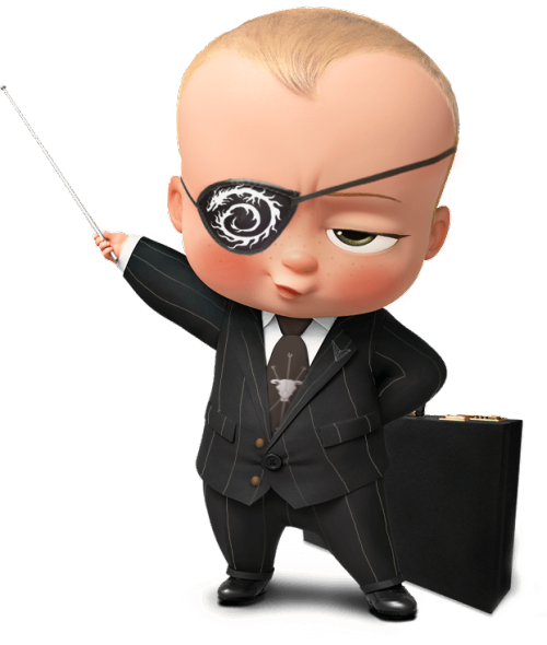 animated baby character, cartoon business figure, stylish toddler in suit, playful executive illustration, The Boss Baby PNG