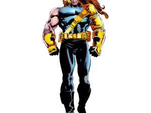 superhero character, comic book art, muscular figure, action pose, X-Men PNG