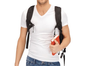 young man, student with backpack, holding book, casual attire, Student PNG