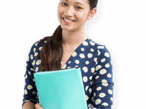 smiling woman, holding folder, professional attire, casual style, Student PNG