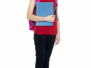 student with backpack, holding notebooks, casual attire, educational environment, Student PNG